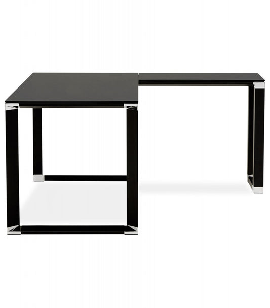 Bureau d'angle design 'XLINE' 160 en verre noir (angle au choix) - 160 cm