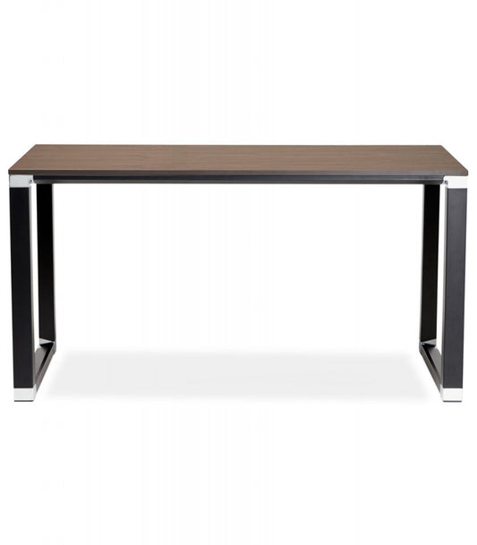 Grand bureau de direction droit 'XLINE' 200 en bois finition Noyer et structure noire - 200x100 cm