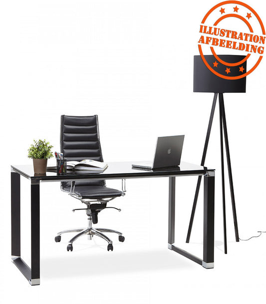 Bureau de direction droit design 'XLINE' en verre noir - 160x80 cm